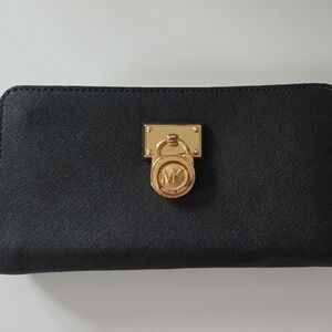 Michael Kors Black Clutch with Gold Logo